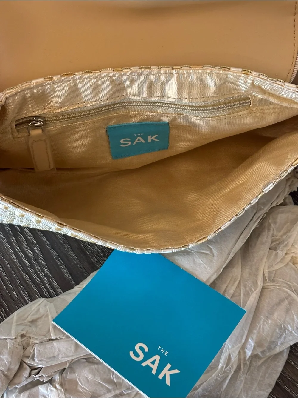 NWT The Sak Gen Flap Grosgrain Woven Shoulder Bag Beige Ivory Multi Style 100342